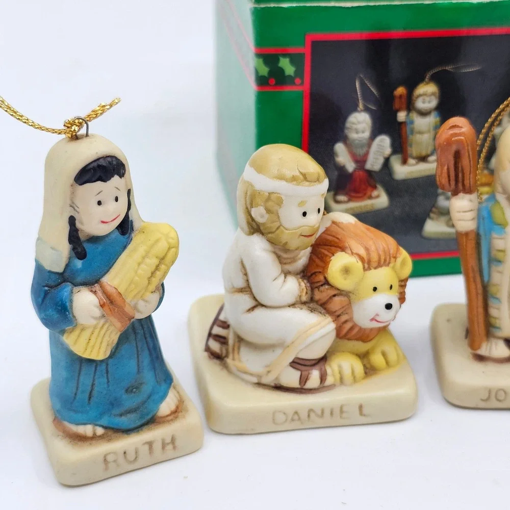 Vintage House Of Lloyd Set of Six Bible Story Christmas Ornaments Used With Box